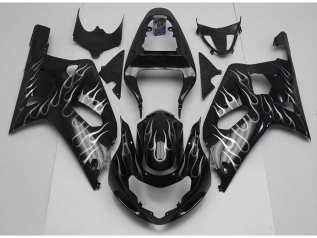 Noir Blanc Flamme 2001-2003 GSXR 600/750 Carénage Moto