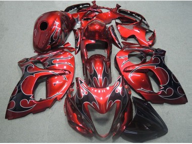 Rouge avec Noir Flamme 1996-2007 GSXR 1300 Hayabusa Carénage Moto